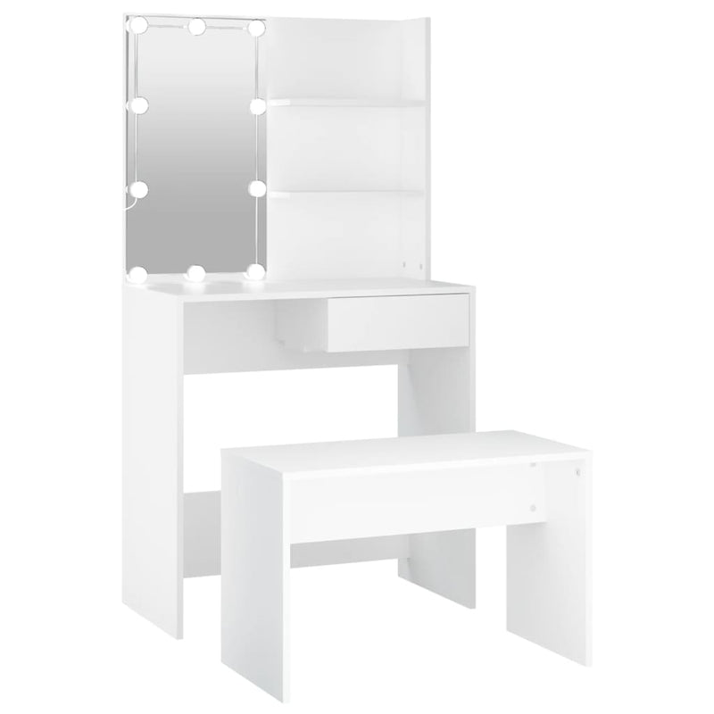 Dressing Table Set with LED White Engineered Wood Payday Deals