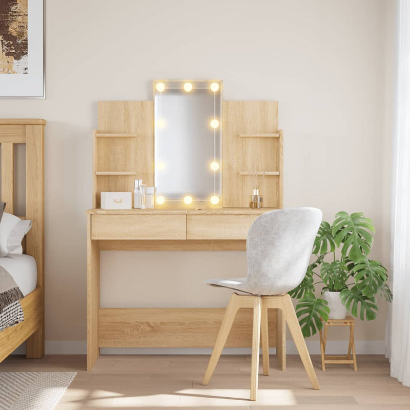 Dressing Table with LED Lights Sonoma Oak 96x40x142 cm Payday Deals