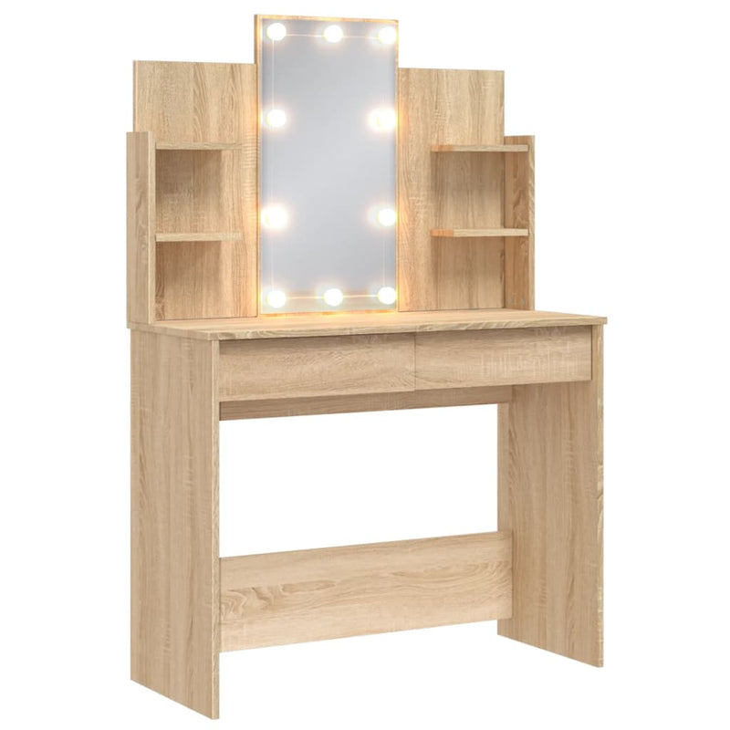 Dressing Table with LED Lights Sonoma Oak 96x40x142 cm Payday Deals