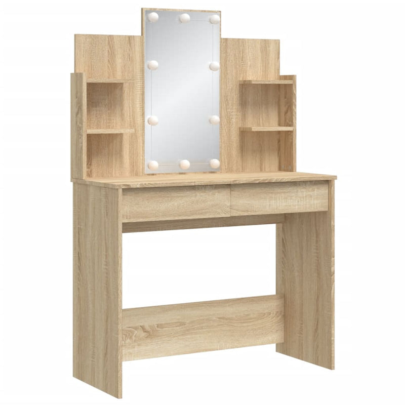 Dressing Table with LED Lights Sonoma Oak 96x40x142 cm Payday Deals