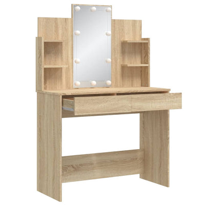 Dressing Table with LED Lights Sonoma Oak 96x40x142 cm Payday Deals