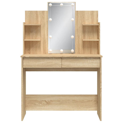 Dressing Table with LED Lights Sonoma Oak 96x40x142 cm Payday Deals