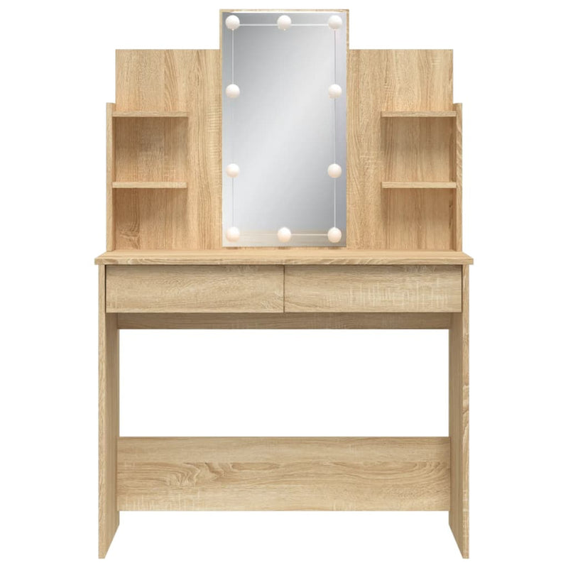 Dressing Table with LED Lights Sonoma Oak 96x40x142 cm Payday Deals