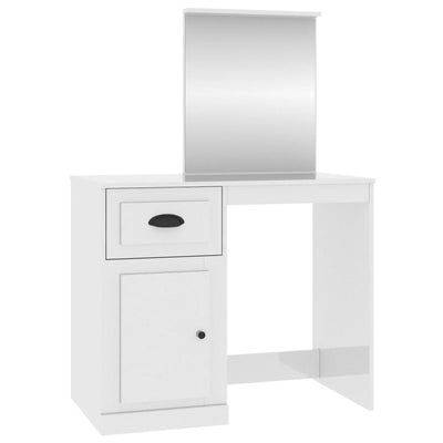 Dressing Table with Mirror High Gloss White 90x50x132.5 cm Engineered Wood Payday Deals