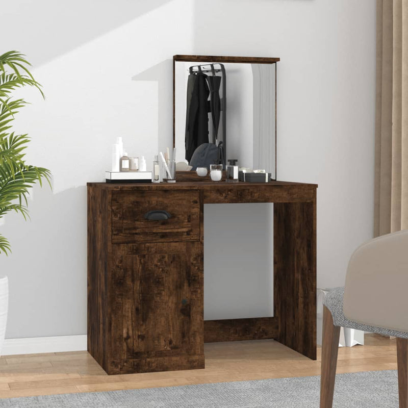 Dressing Table with Mirror Smoked Oak 90x50x132.5 cm Engineered Wood Payday Deals