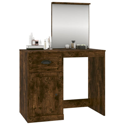 Dressing Table with Mirror Smoked Oak 90x50x132.5 cm Engineered Wood Payday Deals