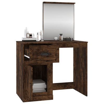 Dressing Table with Mirror Smoked Oak 90x50x132.5 cm Engineered Wood Payday Deals