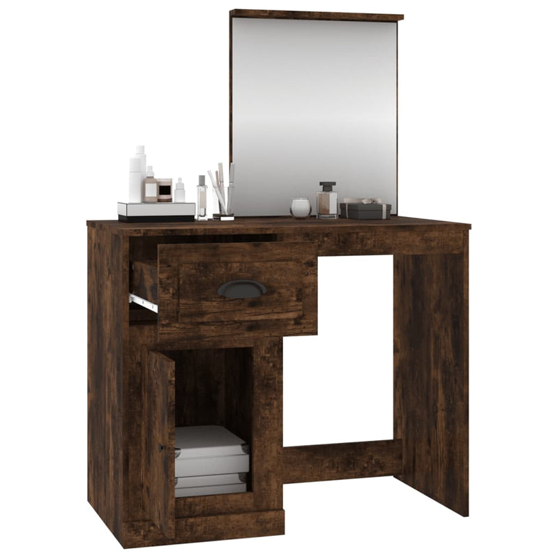 Dressing Table with Mirror Smoked Oak 90x50x132.5 cm Engineered Wood Payday Deals