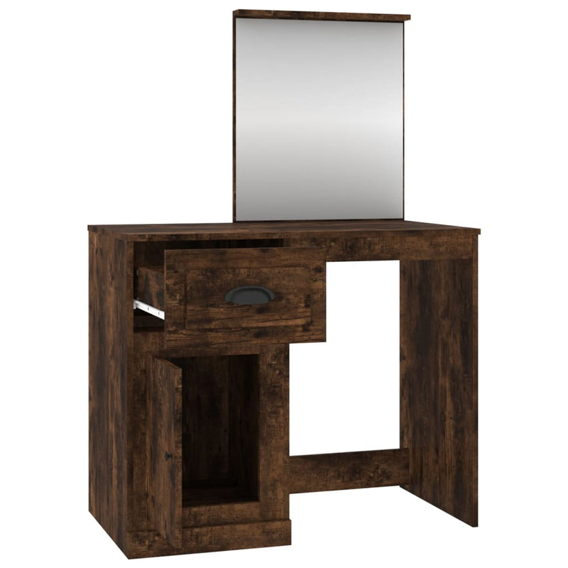 Dressing Table with Mirror Smoked Oak 90x50x132.5 cm Engineered Wood Payday Deals