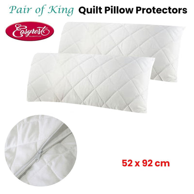 Easyrest Pair of King Quilted Pillow Protectors 52 x 92 cm Payday Deals