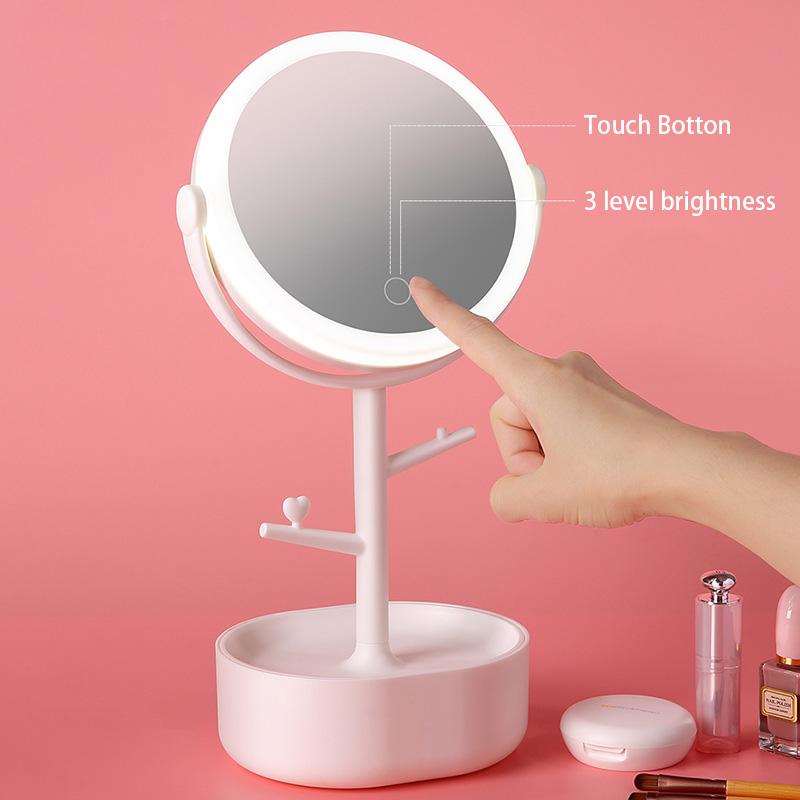 Ecoco Smart LED Light Cosmetic Makeup Mirror USB Touch Screen Home Desk Vanity 360° Pink Payday Deals