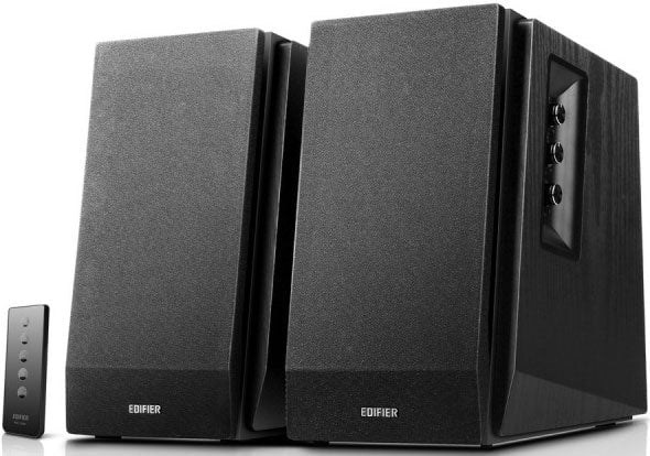 EDIFIER R1700BT Bluetooth Lifestyle Bookshelf Studio Speakers Black - BT/Dual 3.5mm AUX/Limited Distortion DSP/DRC/Classic Wood Finish/Wireless Remote Payday Deals