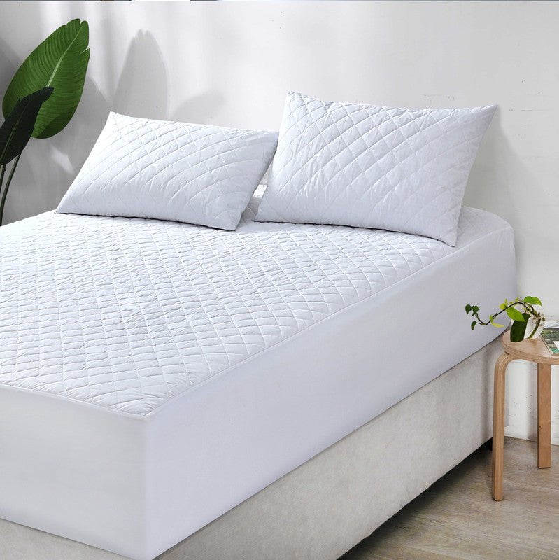 Elan Linen 100% Cotton Quilted Fully Fitted 50cm Deep King Single Size Waterproof Mattress Protector Payday Deals