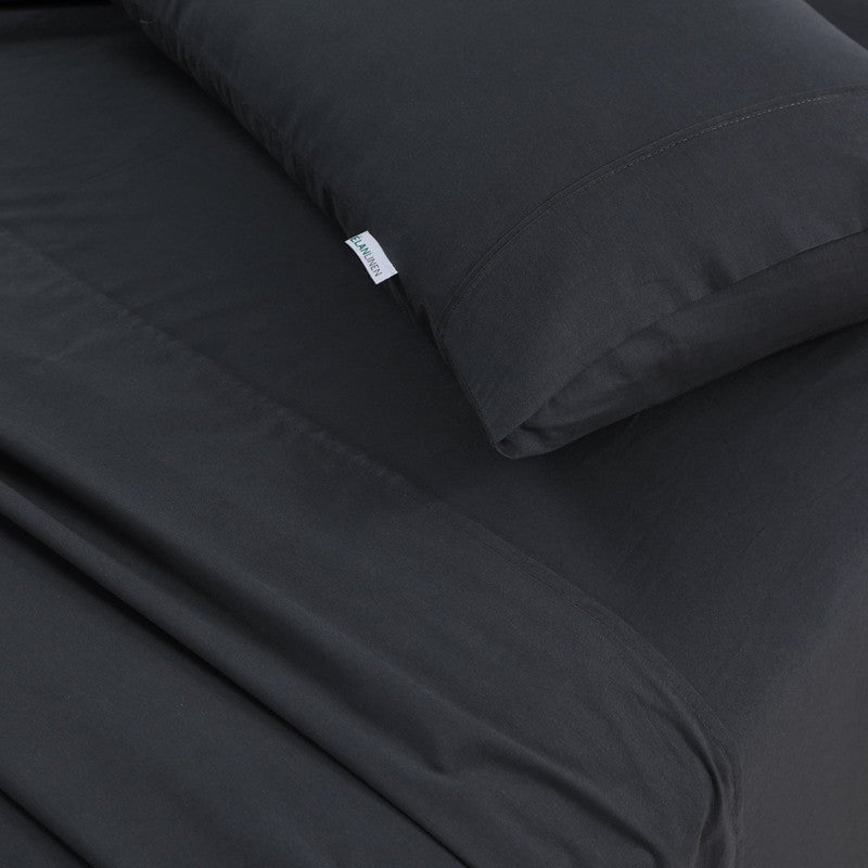 Elan Linen 100% Egyptian Cotton Vintage Washed 500TC Charcoal Double Bed Sheets Set Payday Deals