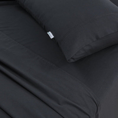 Elan Linen 100% Egyptian Cotton Vintage Washed 500TC Charcoal King Single Bed Sheets Set Payday Deals