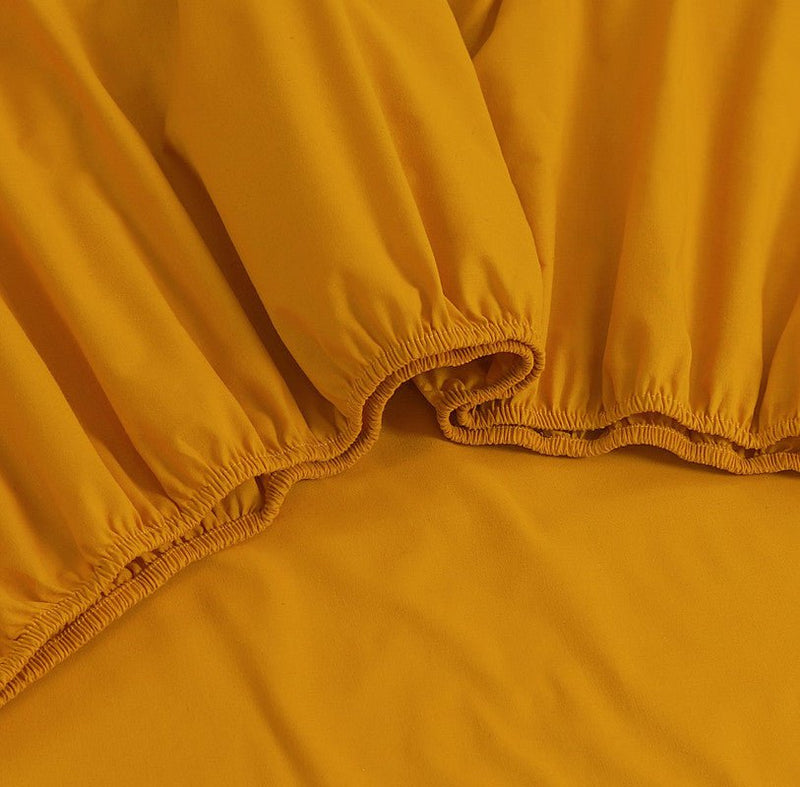 Elan Linen 100% Egyptian Cotton Vintage Washed 500TC Mustard King Single Bed Sheets Set Payday Deals