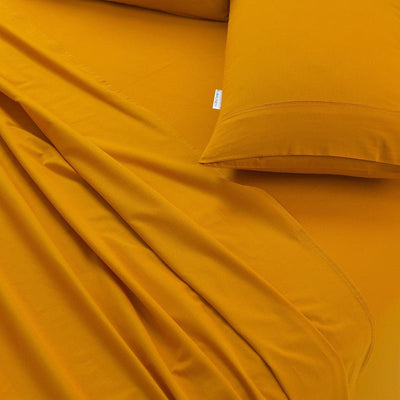 Elan Linen 100% Egyptian Cotton Vintage Washed 500TC Mustard Queen Bed Sheets Set Payday Deals