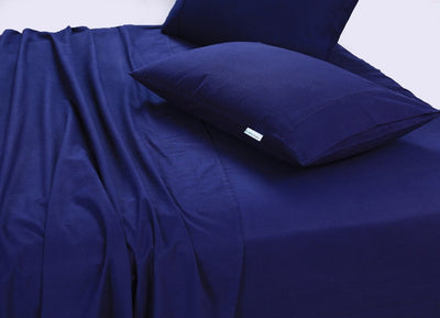 Elan Linen 100% Egyptian Cotton Vintage Washed 500TC Navy Blue King Single Bed Sheets Set Payday Deals