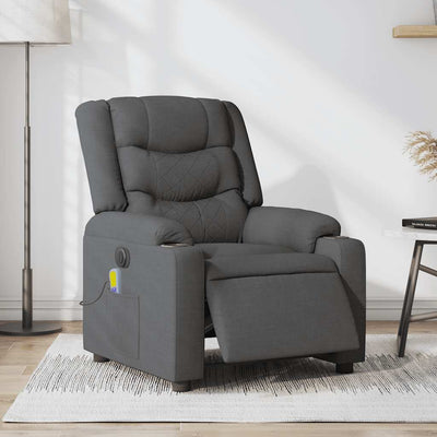 Electric Massage Recliner Chair Dark Grey Fabric