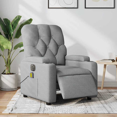 Electric Massage Recliner Chair Light Grey Fabric Payday Deals