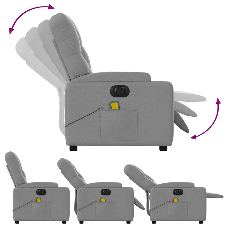 Electric Massage Recliner Chair Light Grey Fabric Payday Deals