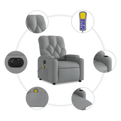Electric Massage Recliner Chair Light Grey Fabric Payday Deals