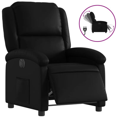 Electric Recliner Chair Black Faux Leather Payday Deals