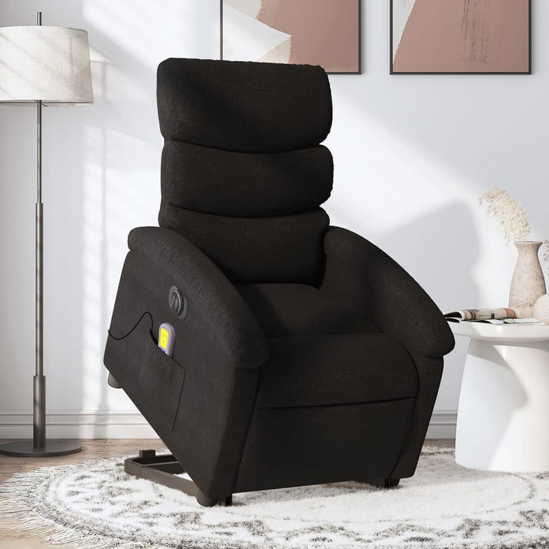 Electric Stand up Massage Recliner Chair Black Fabric Payday Deals