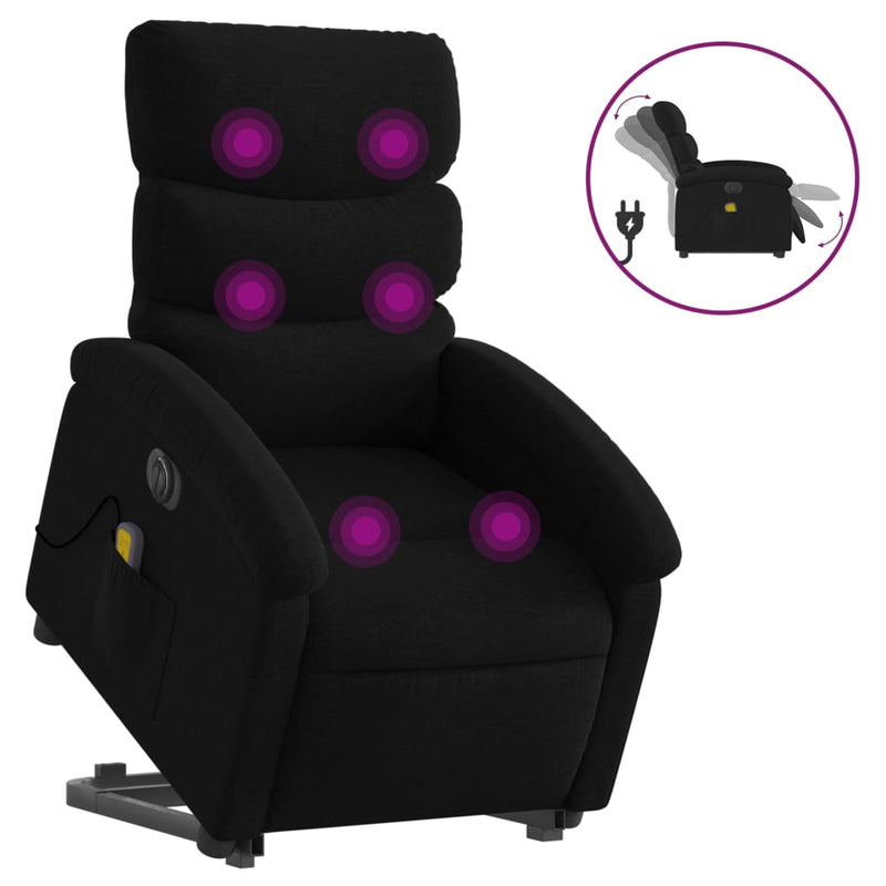Electric Stand up Massage Recliner Chair Black Fabric Payday Deals