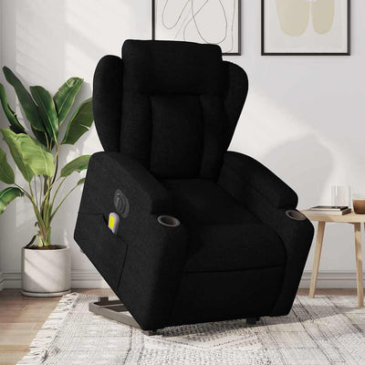 Electric Stand up Massage Recliner Chair Black Fabric Payday Deals