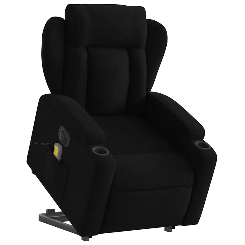 Electric Stand up Massage Recliner Chair Black Fabric Payday Deals