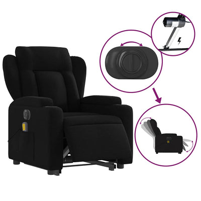 Electric Stand up Massage Recliner Chair Black Fabric Payday Deals