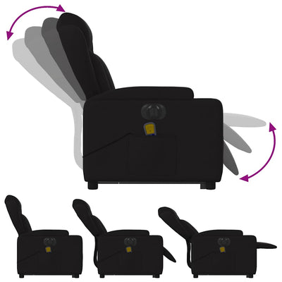 Electric Stand up Massage Recliner Chair Black Fabric Payday Deals