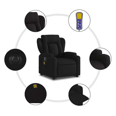 Electric Stand up Massage Recliner Chair Black Fabric Payday Deals