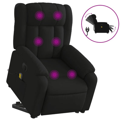 Electric Stand up Massage Recliner Chair Black Fabric Payday Deals