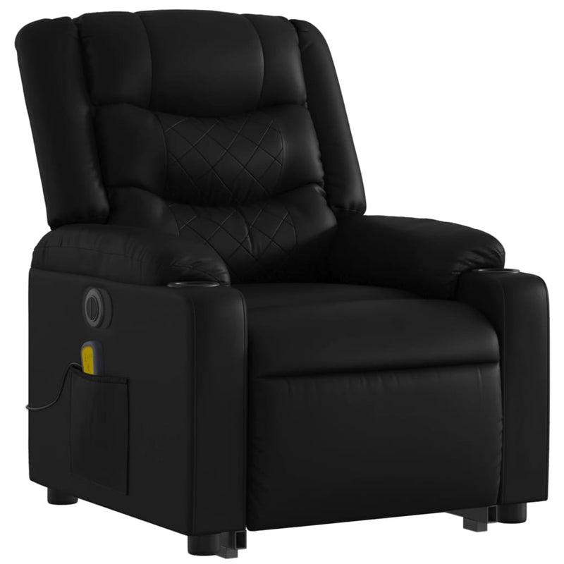 Electric Stand up Massage Recliner Chair Black Faux Leather Payday Deals