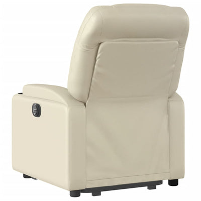 Electric Stand up Massage Recliner Chair Cream Faux Leather Payday Deals
