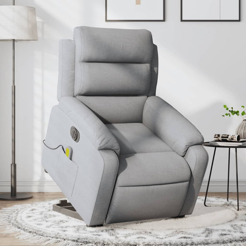 Electric Stand up Massage Recliner Chair Light Grey Fabric Payday Deals