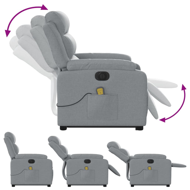 Electric Stand up Massage Recliner Chair Light Grey Fabric Payday Deals