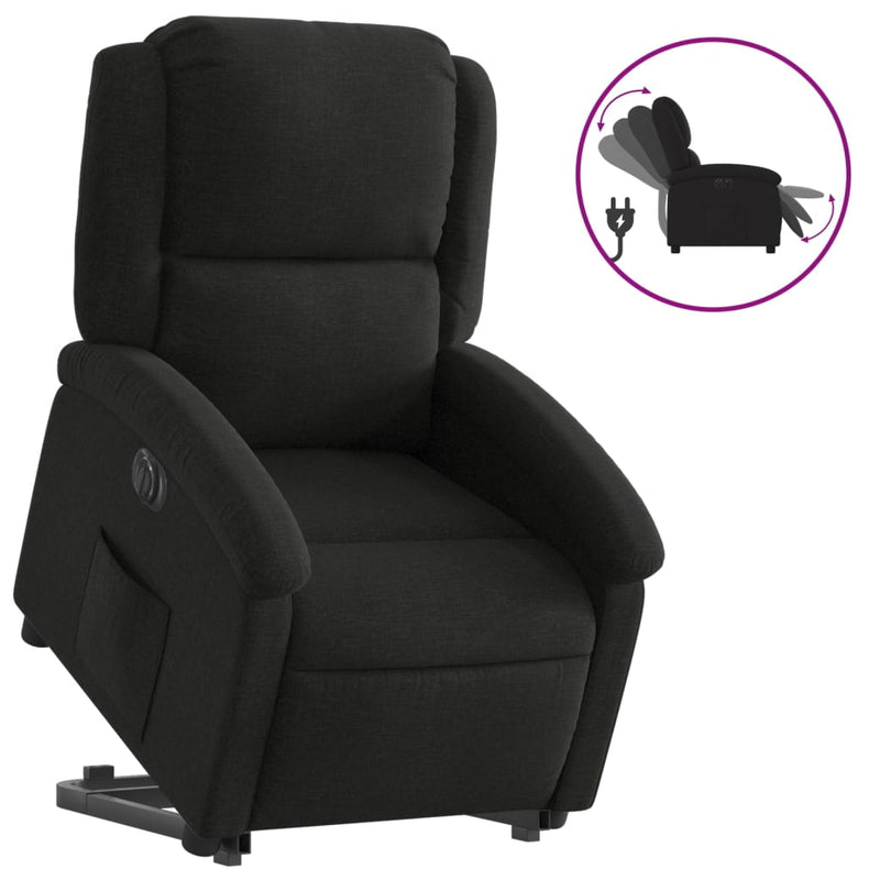 Electric Stand up Recliner Chair Black Fabric Payday Deals