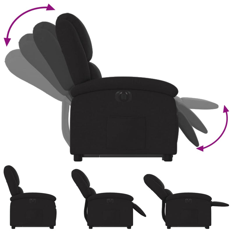 Electric Stand up Recliner Chair Black Fabric Payday Deals