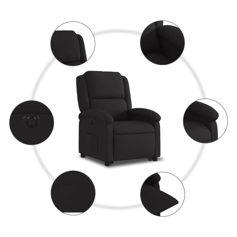 Electric Stand up Recliner Chair Black Fabric Payday Deals