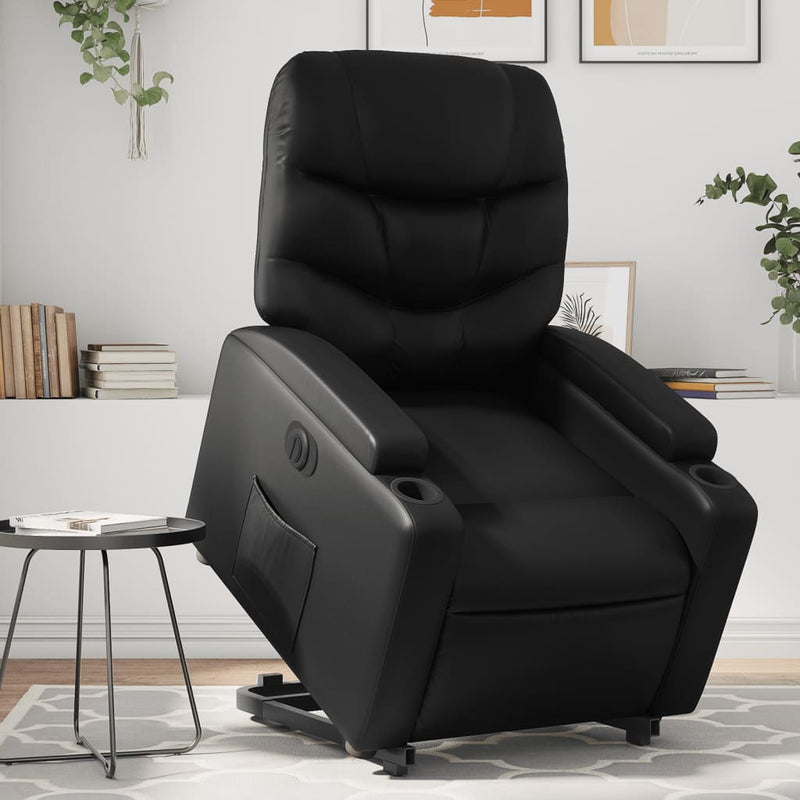 Electric Stand up Recliner Chair Black Faux Leather Payday Deals