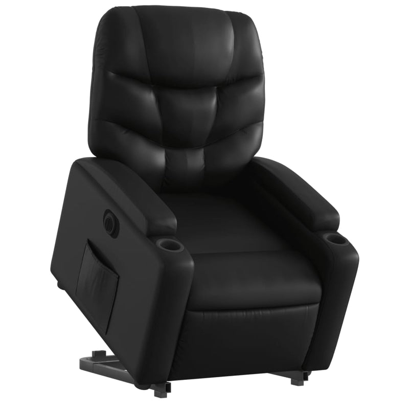 Electric Stand up Recliner Chair Black Faux Leather Payday Deals