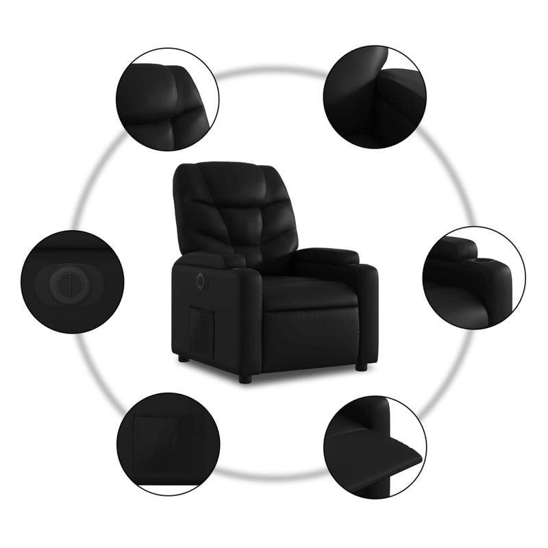 Electric Stand up Recliner Chair Black Faux Leather Payday Deals