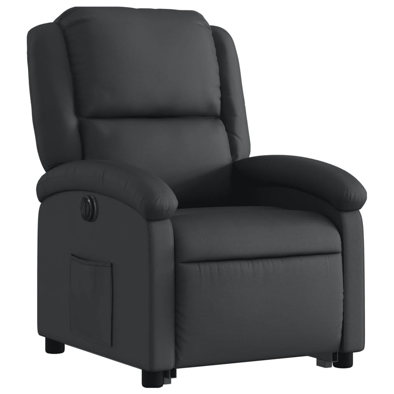 Electric Stand up Recliner Chair Black Real Leather Payday Deals