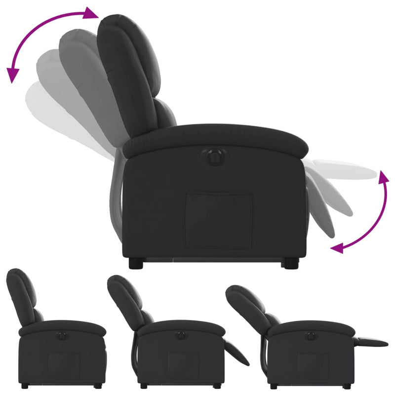 Electric Stand up Recliner Chair Black Real Leather Payday Deals