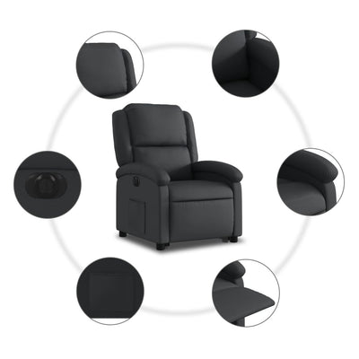 Electric Stand up Recliner Chair Black Real Leather Payday Deals