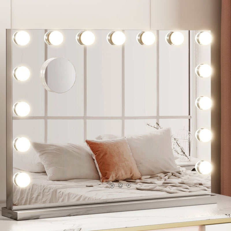 Embellir Hollywood Frameless Makeup Mirror With 15 LED Lighted Vanity Beauty 58cm x 46cm Payday Deals