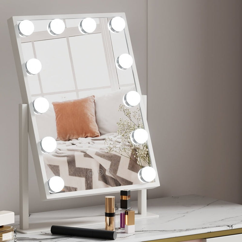 Embellir Makeup Mirror Hollywood Vanity with LED Light Rotation Tabletop White Payday Deals
